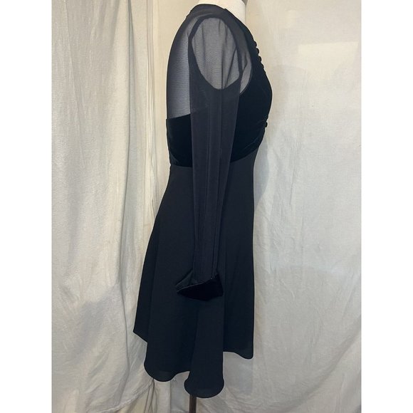 Beautiful RAMINI Dress Size 8 Black Long Sleeve Velvet, Sheer & Tulle Lined - Picture 7 of 14